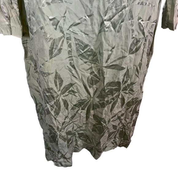 EE BOUTIQUE by ELEGANCE SA PARIS 100% Silk Green Satin Floral Dress Midi sz 40 - Picture 4 of 16